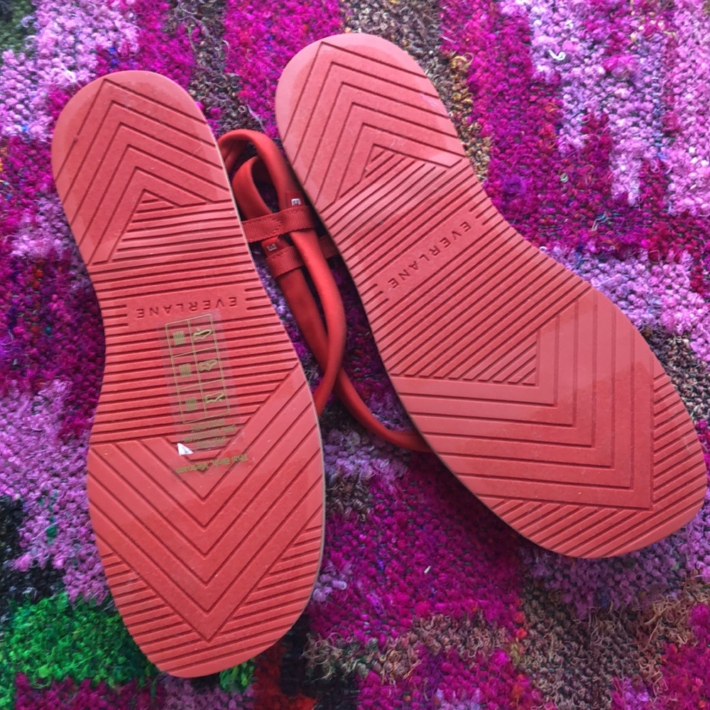 Everlane Red Strap Flat Sandals - Picture 2 of 4
